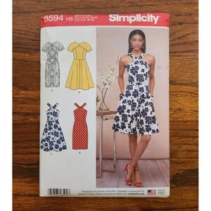 Simplicity 8594 Misses Dress Sewing Pattern Halter Neck Sheath Flare Size 6-14